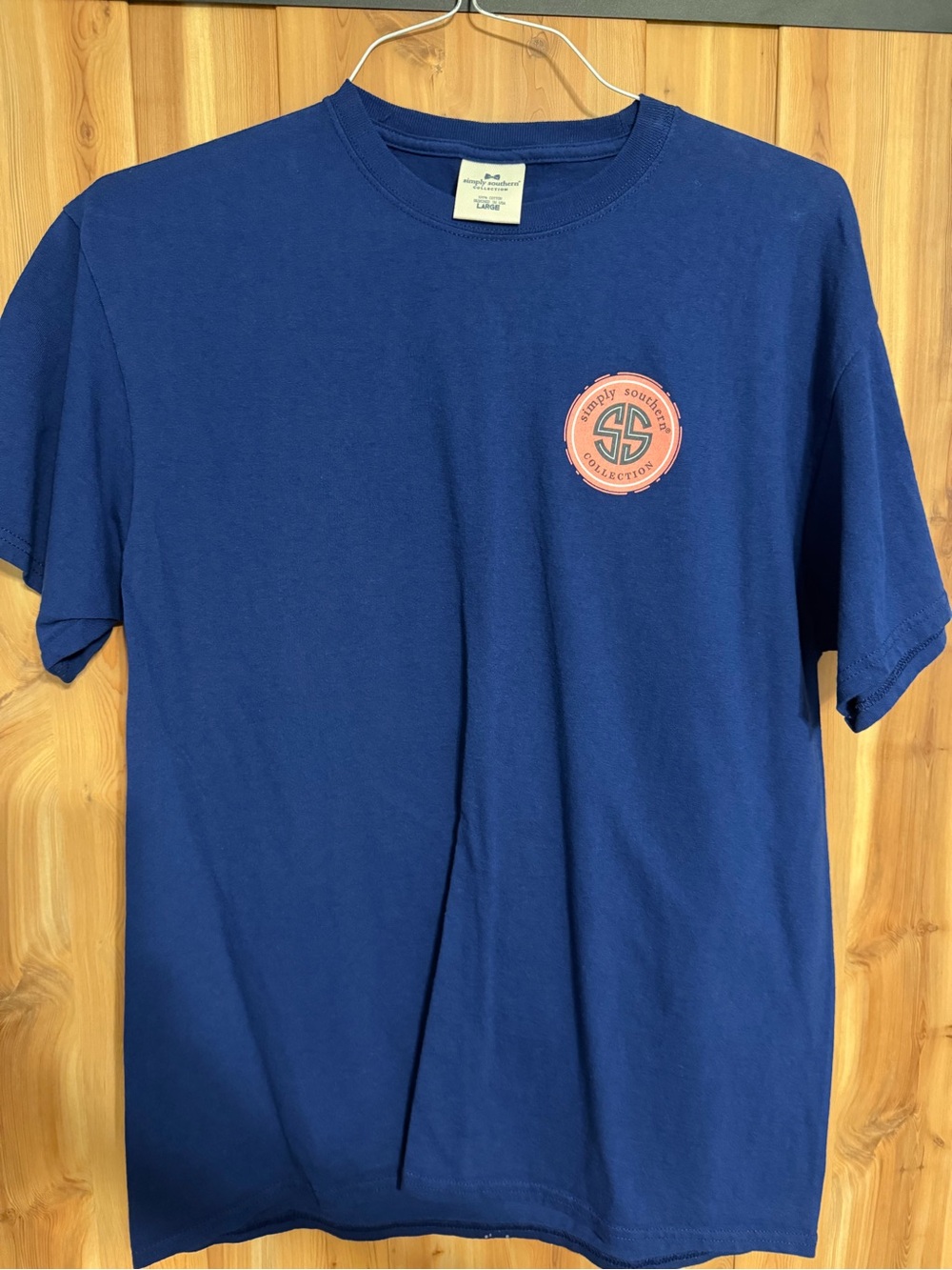 Simply Southern Navy Tee with Coral Chest Logo